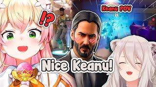 Nene and Botan Meeting JOHN WICK in Fortnite【 Hololive / Eng Sub 】