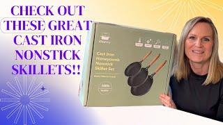 Surprisingly great cast iron non stick frying pan set trial/review.  Like and subscribe!