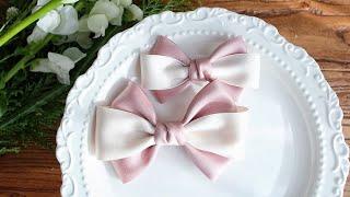 에일린리본공예DIY425 간단한 방법으로 핑크 아이보리 배색 리본핀만들기 how to make simple hairbow hairpin tutorial ribbon crafts