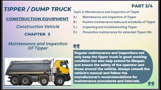 TIPPER I DUMP TRUCK I DUMPER I Maintenance and Inspection of Tipper I Troubleshooting Tipper