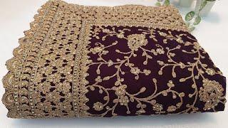 Coffee Brown Designer Saree with Stone WOrk & Zari Work #zarangsaree #designersaree