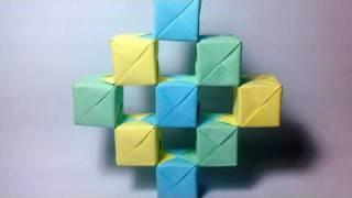 Origami Moving Cubes using Sonobe units