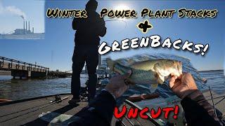 Unbelievable WINTER Fishing! (Last 30 Mins)Uncut- PowerPlant Smoke Stacks & Greenbacks!