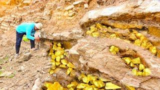 Gold Rush! Digging For Treasure at the Mountain by Gold Miner, Expensive Gold Treasure.