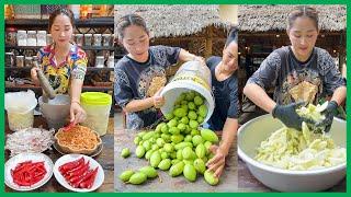 Mommy Chef Sros make Crunchy Mango, Spicy Dried Squid with Shrimp Chili Salt | Cooking with Sros