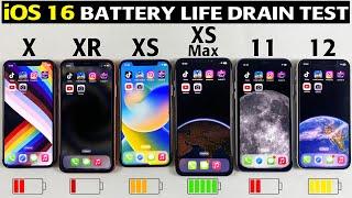 iOS 16 Battery Life DRAIN Test - iPhone X vs XR vs XS vs XS Max vs 11 vs 12 iOS 16 Battery Test🪫