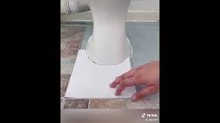 How To Cut Vinyl  Tiles Around A Toilet Tutorial #diy #diytutorial #cuttingtiles #bathroomdecor