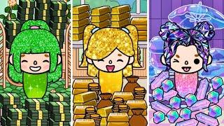 Everything Triplets Touch Turns into MONEY, GOLD and DIAMOND | Toca Boca | Toca life world