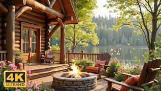 Nature’s Harmony: Relaxing Piano, Birdsong, Gentle Lake Waves & Campfire Bliss 