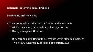 Profiling Violent Crimes: Personality of the Crime