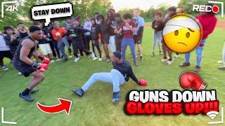 INSANE PUBLIC BOXING  Guns Down Gloves Up (CRAZY KNOCKOUT!!)