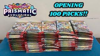 I opened 100 PACKS of PRISMATIC EVOLUTIONS to try and COMPLETE THE SET!! + ETB GIVEAWAY!!