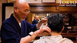 ASMR76 Year Old Barber's Razor Blade Haircut Technique & Massage