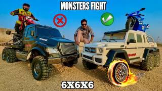 RC Mercedes AMG 6X6 Vs RC Traxxas Truck 6X6 Bike Loading Test  - Chatpat toy TV