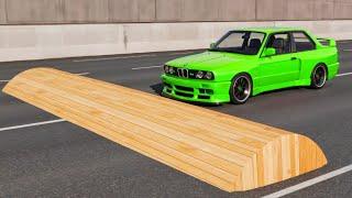 Cars vs Wooden Speed Bumps EXTREME Challenge #2 in BeamNG Drive - BeamNG Crown - Mobil vs Speed Bump