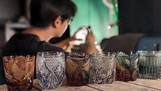 The process of making an Edo-Kiriko. The Japanese Finest glass craftsman.