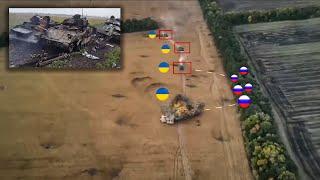 Russian Artillery Destroys Three Ukrainian Combat Vehicles in Kursk: Destruction Footage!!