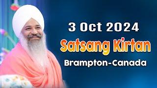 Live | Brampton Canada || Satsang Kirtan || 3-Oct-2024 || Sant Trilochan Darshan Das Ji