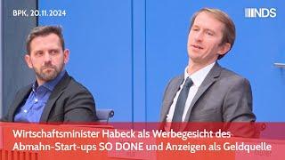 Wirtschaftsminister Habeck als Werbegesicht des Abmahn-Start-ups SO DONE und Anzeigen als Geldquelle