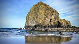 Haystack Rock - Cannon Beach - Oregon Coast (4K Drone video)