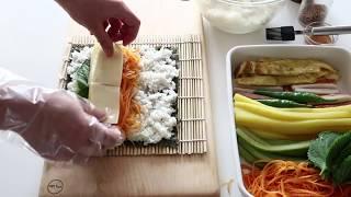 3가지의 김밥-치즈김밥,멸추김밥,참치김밥