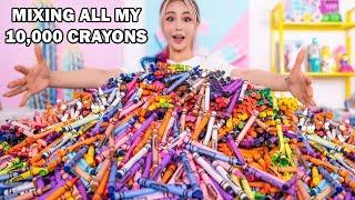 Mixing Together ALL My 10,000 Crayons Into GIANT Crayons