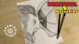 Deadpool vs Wolverine drawing pencil drawong tutorial