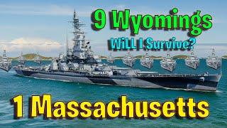 Can 1 Massachusetts Survive Against 9 Wyoming's in World of Warships Legends?