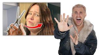 Hairdresser Reacts To People RUINING Their Hair With Thinning Scissors