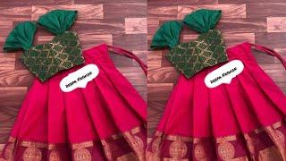 Simple pattu pavadai sattai cutting and stitching  easy method Pattu pavadai designs blouse design