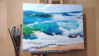 Как нарисовать морскую волну | How to paint seascape