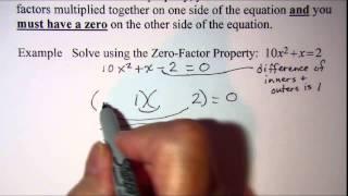 Solving a Quadratic Equation using the Zero Factor Property