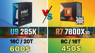 Intel ultra 9 285K VS İ9 14900K VS R9 9950X VS R7 7800X3D VS R9 7950X INTEL 285K GAMİNG Test leaks