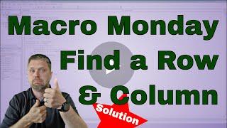 EverydayVBA Challenge Solution Find Row and Column