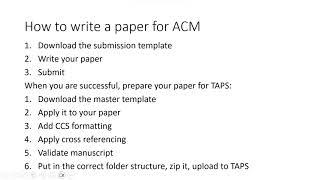 How to write a paper for ACM and submit using TAPS