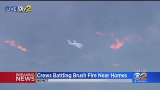 Aircrews battling 500-acre brush fire in Hemet