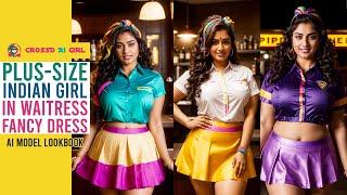 Plus-Size Indian Girl in Waitress Dress AI Model Lookbook #cosplay #dress #roleplay #fancydress