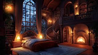 Thunderstorm Sounds, Crackling Fireplace and Rain Sounds in this Cozy Castle Room