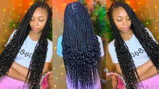 Smedium Knotless Box Braids |•Half Curls Half Braids | •Inspired hairstyle | Braidsbytyti