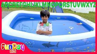 ABC Finding | Finding Letters in a mini Pool with Apu - @FunDayKid