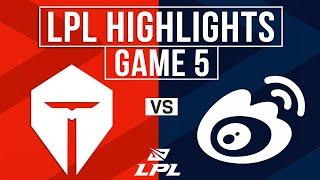 TES vs WBG Highlights Game 5 | LPL 2024 Summer Playoffs | Top Esports vs Weibo Gaming