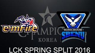 LCK Spring 2016 Week 2 Day 4 -  SBENU Sonicboom vs e-mFire Game 1