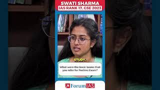 What were the basic books that you refer for Prelims Exam | IAS Topper Swati Sharma #shorts