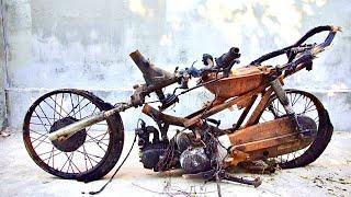 Full restoration motorcycles old  burned  | restore broken chassis welding process