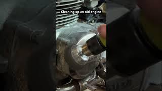 Cleaning up a motorcycle engine with a wire wheel. #motorcycle #restoration