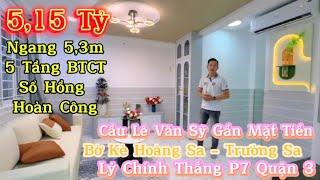 Bán Nhà Quận 3 Lý Chính Thắng Sát MT Bờ Kè Hoàng Sa Căn Góc 3 MT Ngang 5,3m 5 Tầng BTCT / 5,15 Tỷ