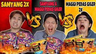 CHALLENGE MAKAN MAGGI PEDAS GILER CHEEZY BERAPI 2X VS SAMYANG HABANERO LIME 2X