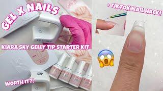 TRYING KIARA SKY SHORT COFFIN GELLY TIP STARTER KIT | TIKTOK SEALING THE CUTICLE HACK | GEL X NAILS