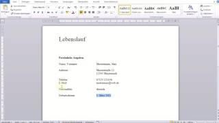 Einfacher tabellarischer Lebenslauf in Word