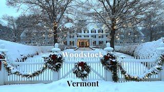 [4K]  Beautiful Snowy Scenery in America's Prettiest Town ️️ | Woodstock, Vermont 2025